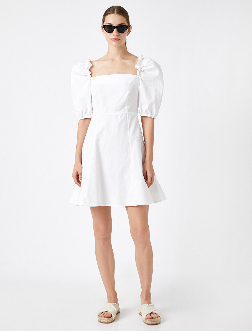  100% Cotton Short Sleeve Frilled Dress