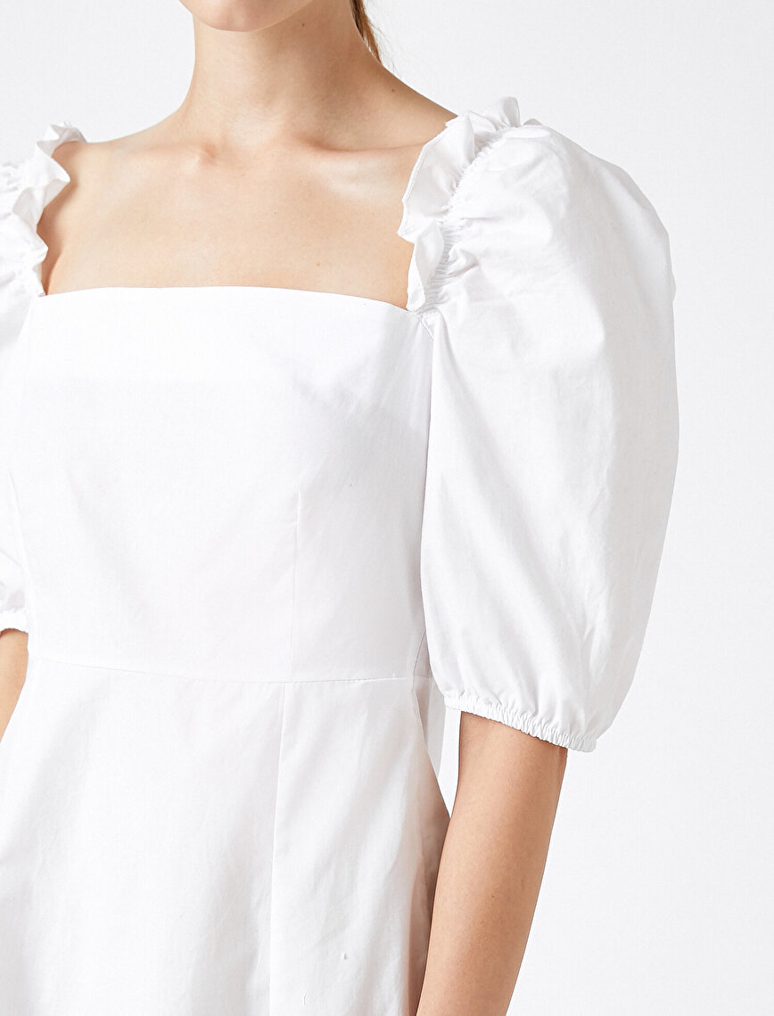  100% Cotton Short Sleeve Frilled Dress