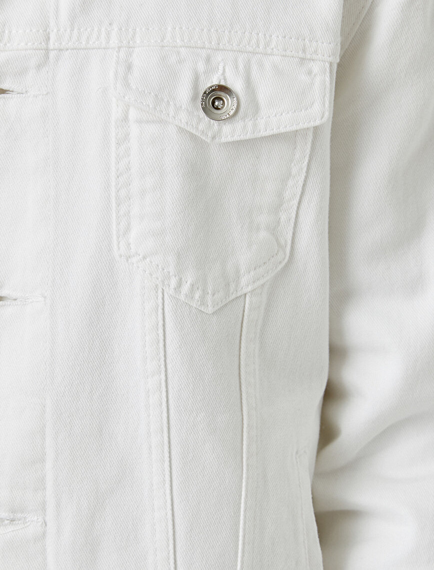 Classic Collar Cotton Pocket Detailed Jean Jacket