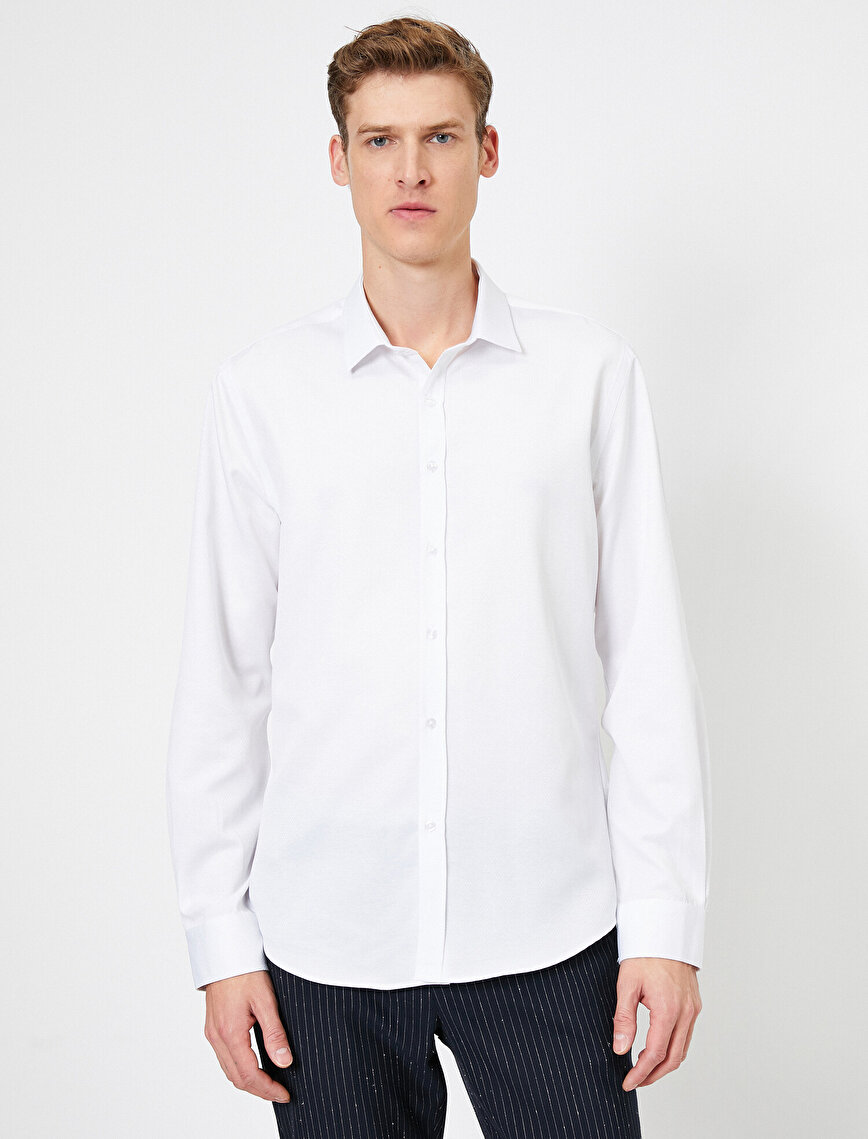 Klasik Yaka Uzun Kollu Slim Fit Smart Gömlek