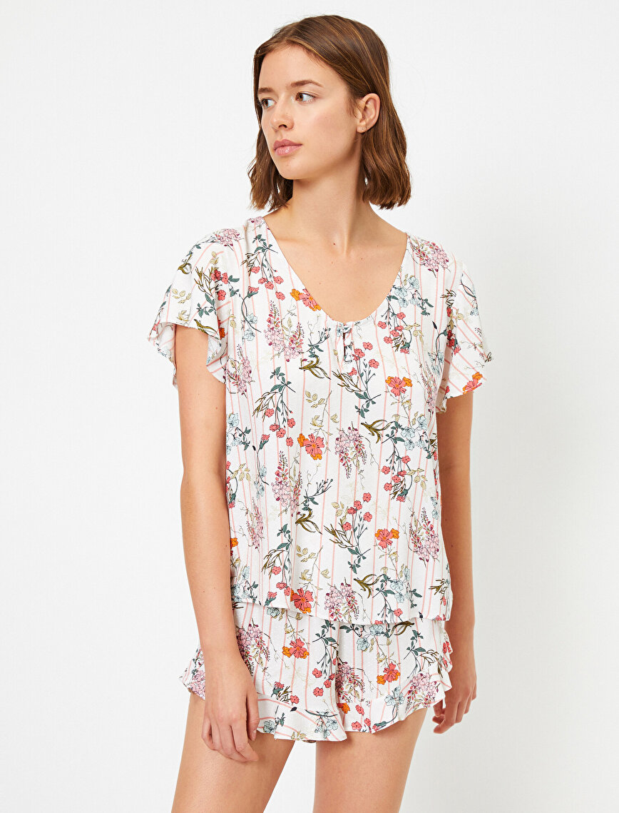 Floral Short Sleeve Floral Pyjama Top