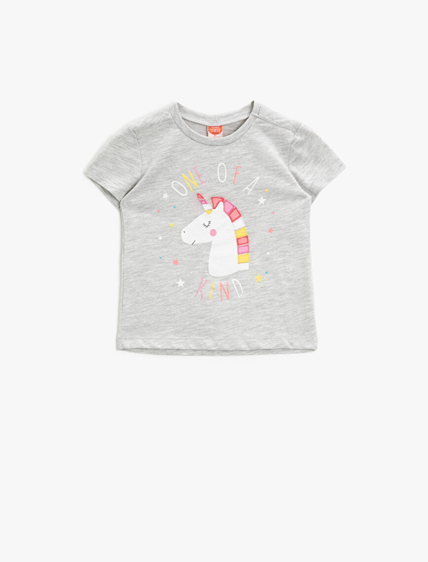 Unicorn Baskılı Kısa Kollu Tişört