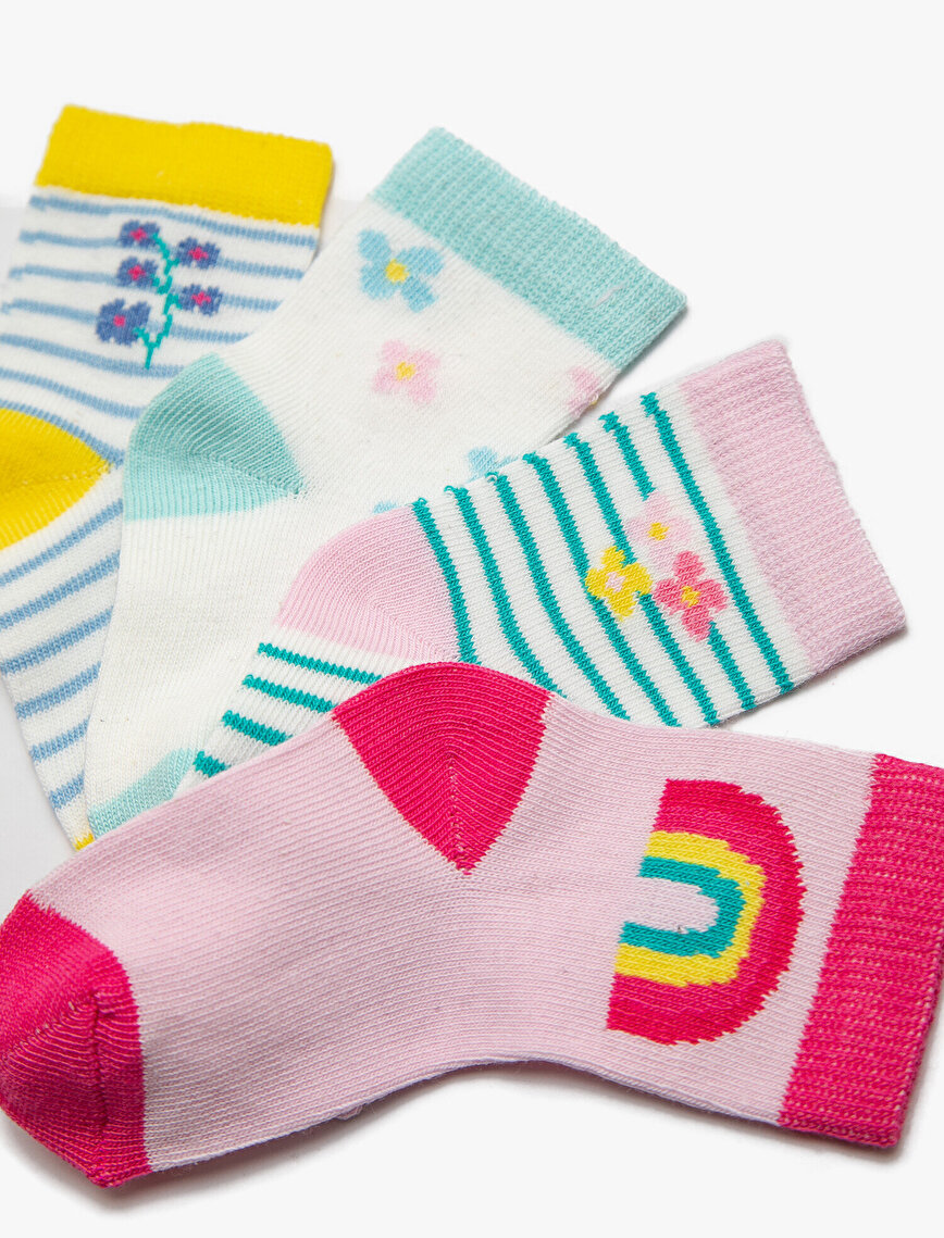 Beyaz Kız Çocuk 4�lü Kız Bebek Çorap 0YMG82241AA000124 Koton