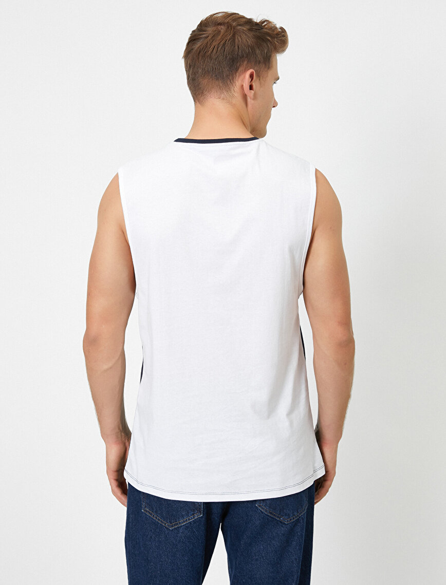 Cotton Letter Printed Crew Neck Tank Top