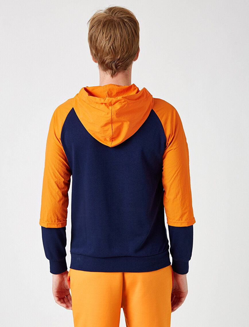 men color block hooded sweatshirt