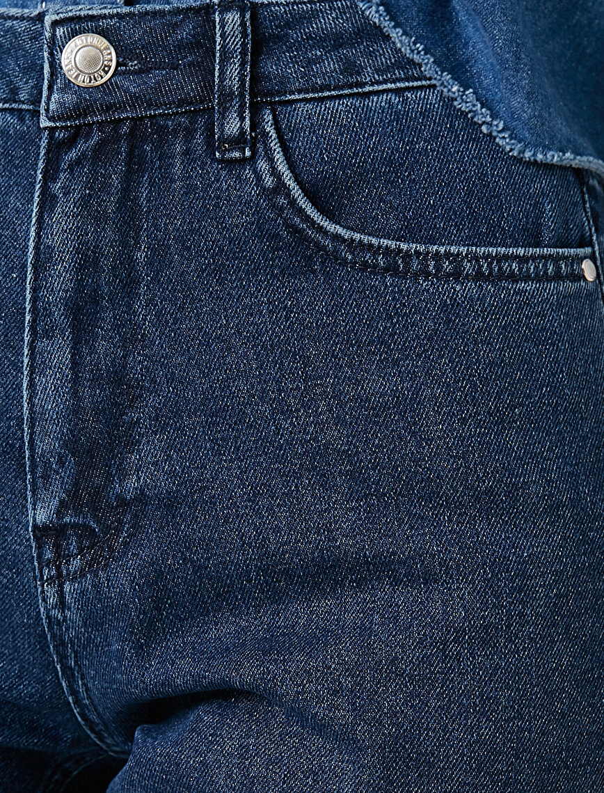Jogger Jean - Yüksek Bel Rahat Kesim Paçası Lastikli Pantolon