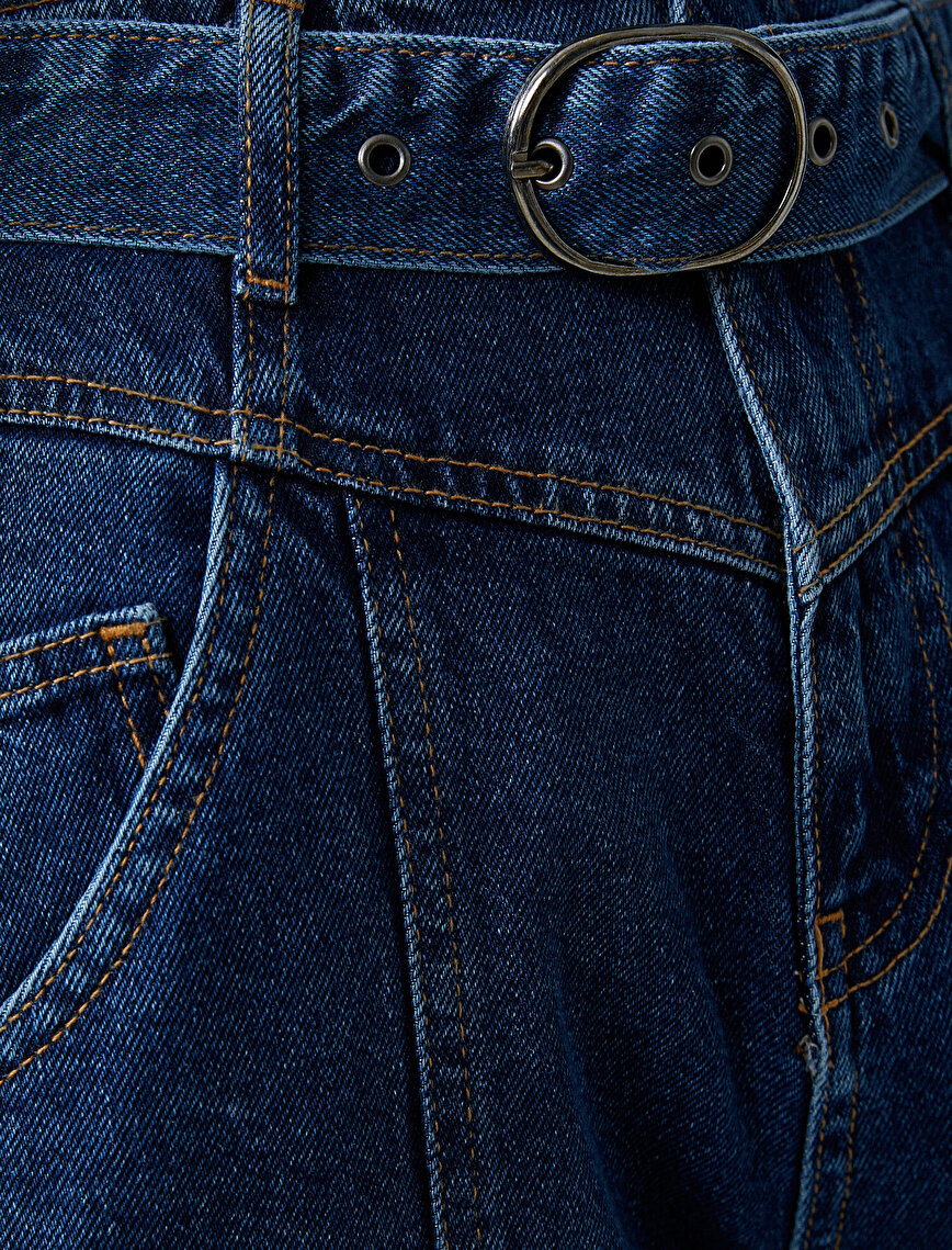 Pamuklu Eve Slim Jean - Yüksek Bel Normal Kesim Hafif Düz Paça Pantolon