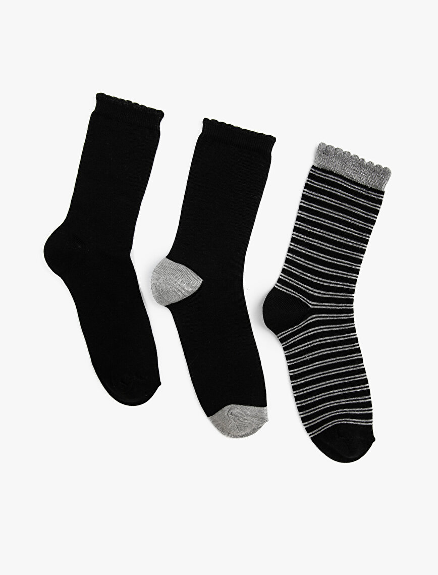 Kadın 3'lü Simli Çorap Seti