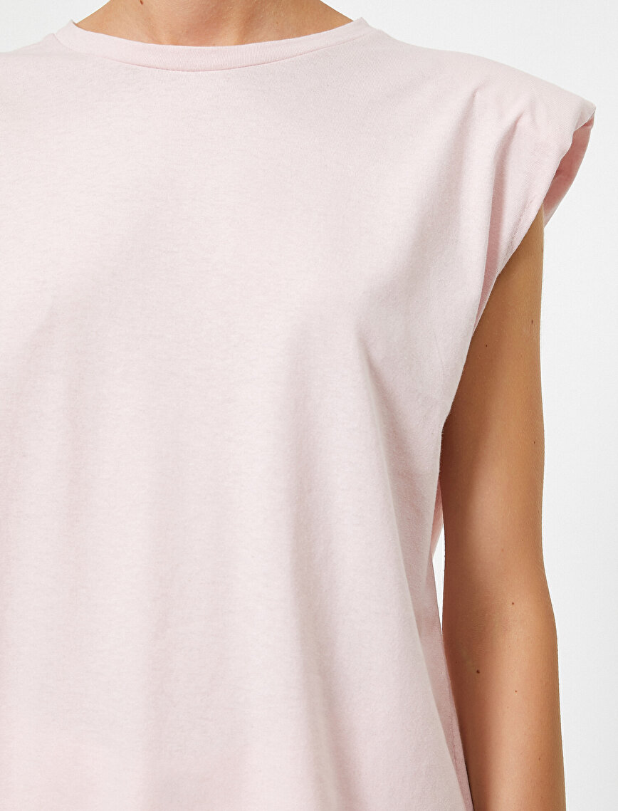 100% Cotton Shoulder Pad Short Sleeve T-Shirt