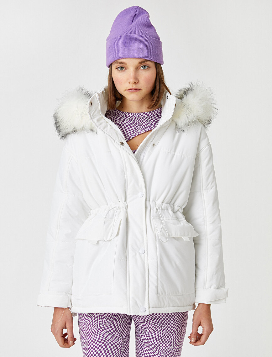 Hoodie Faux Fur Quilted Anorak Puffer Coat