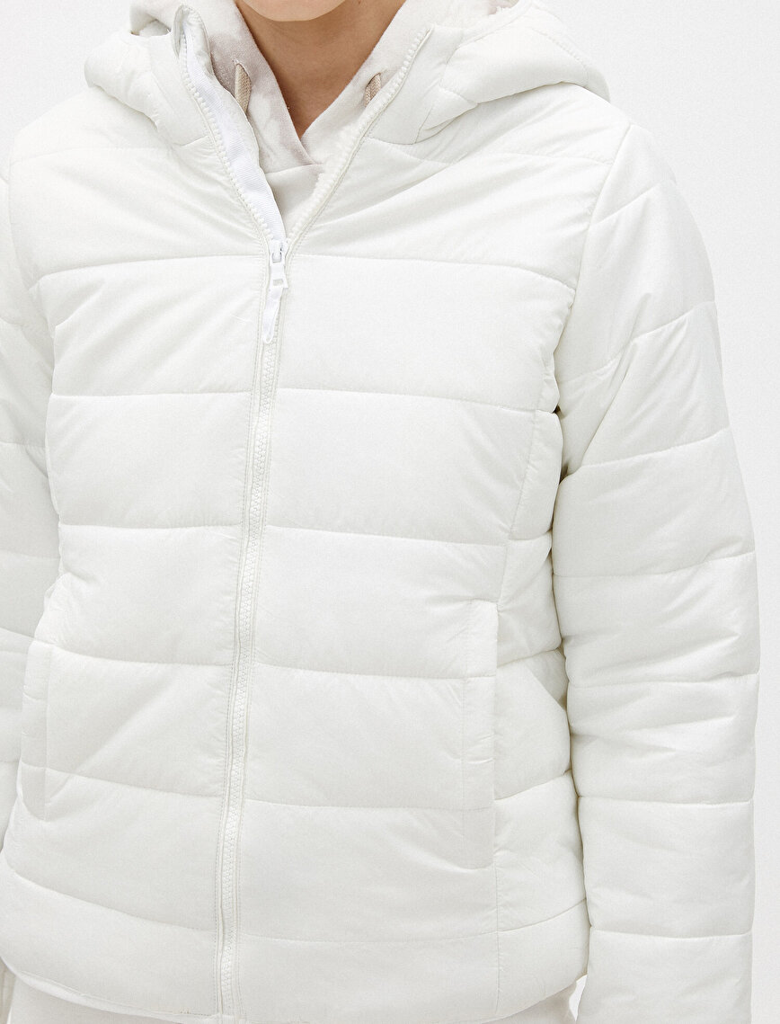 Plush Detailed Puffer Coat Quilted Sherpa