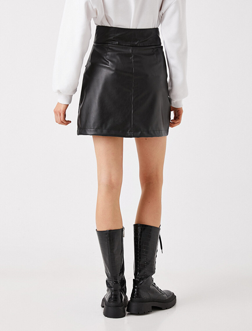 Leather Look Pocket Mini Skirt