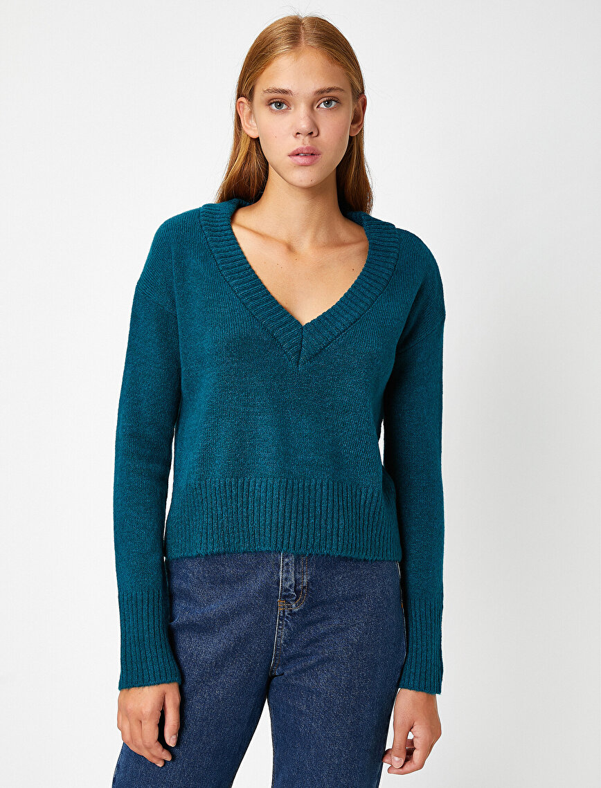 V Neck Long Sleeve Sweater