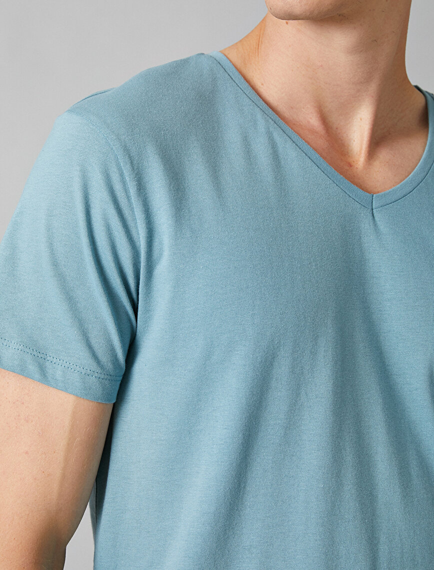 Short Sleeve V Neck Basic T-Shirt