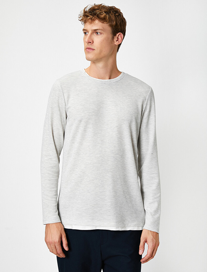 Cotton Crew Neck Basic Long Sleeve Regular Fit T-Shirt