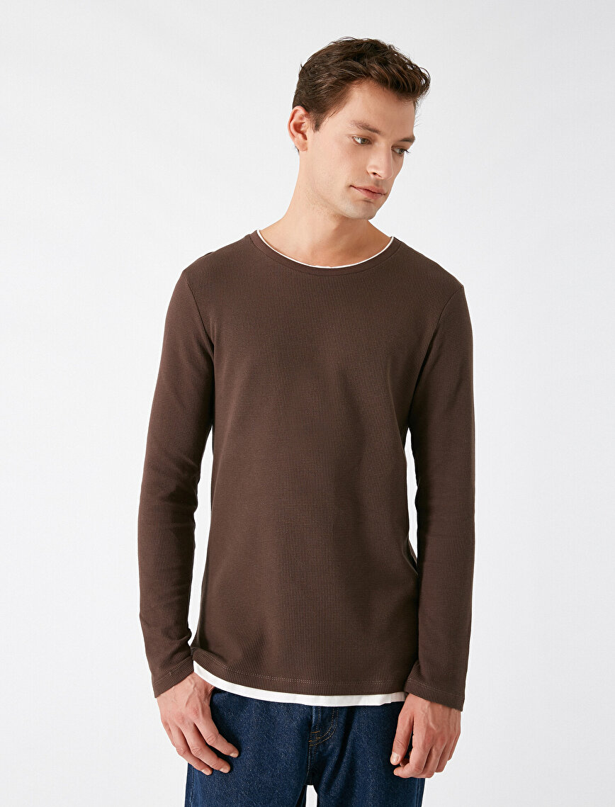 Cotton Crew Neck Basic Long Sleeve Regular Fit T-Shirt