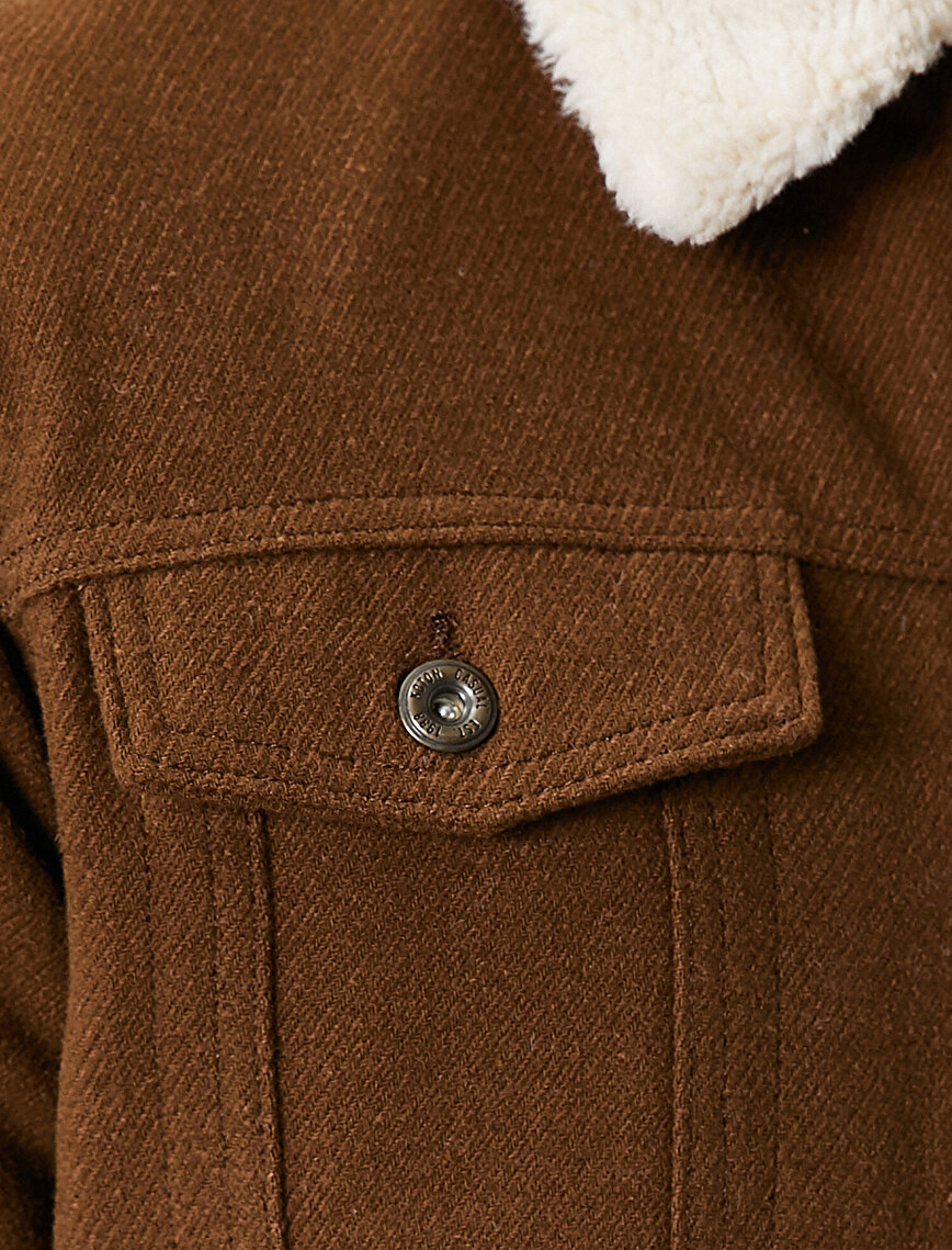 Faux Fur Detailed Zipped Pocket Jacket
