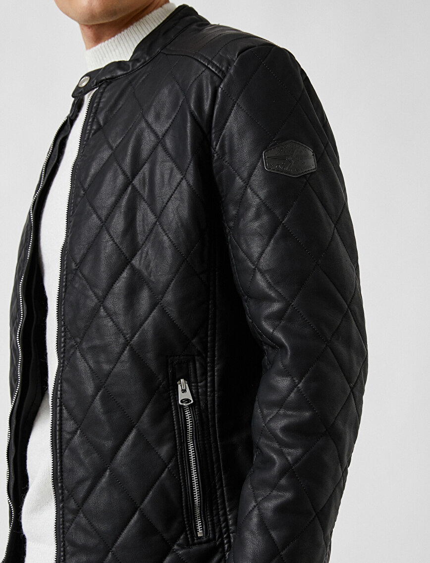 Quilted Faux Leather Biker Jacket