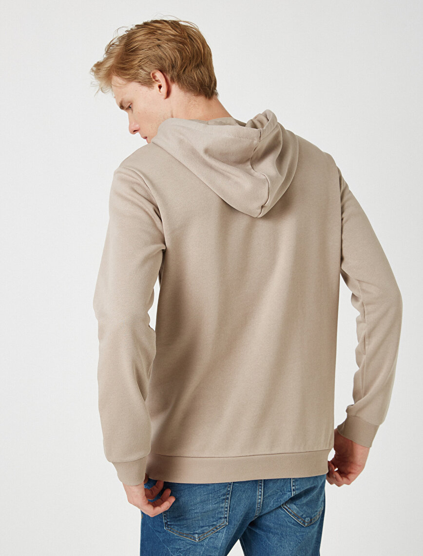 Cotton Hooded Printed Long Sleeve Sweatshirt