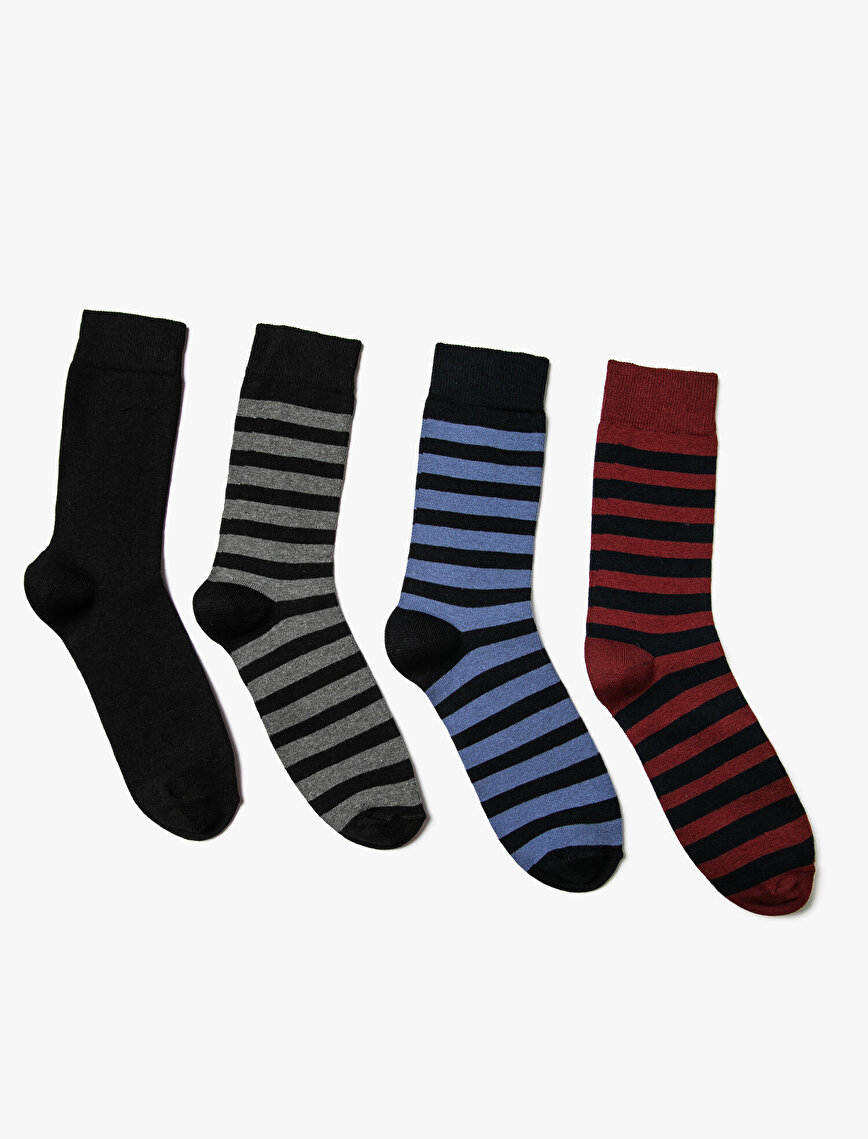 Man 4 Pieces Striped Socks Set