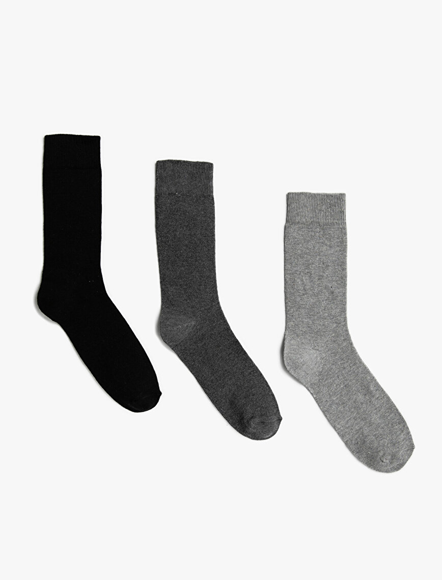 Erkek 3'lü Pamuklu Basic Çorap Seti