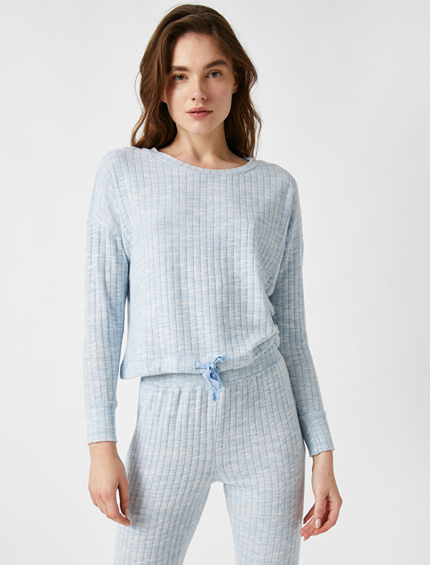 Long Sleeve Lace Up Pyjama Top