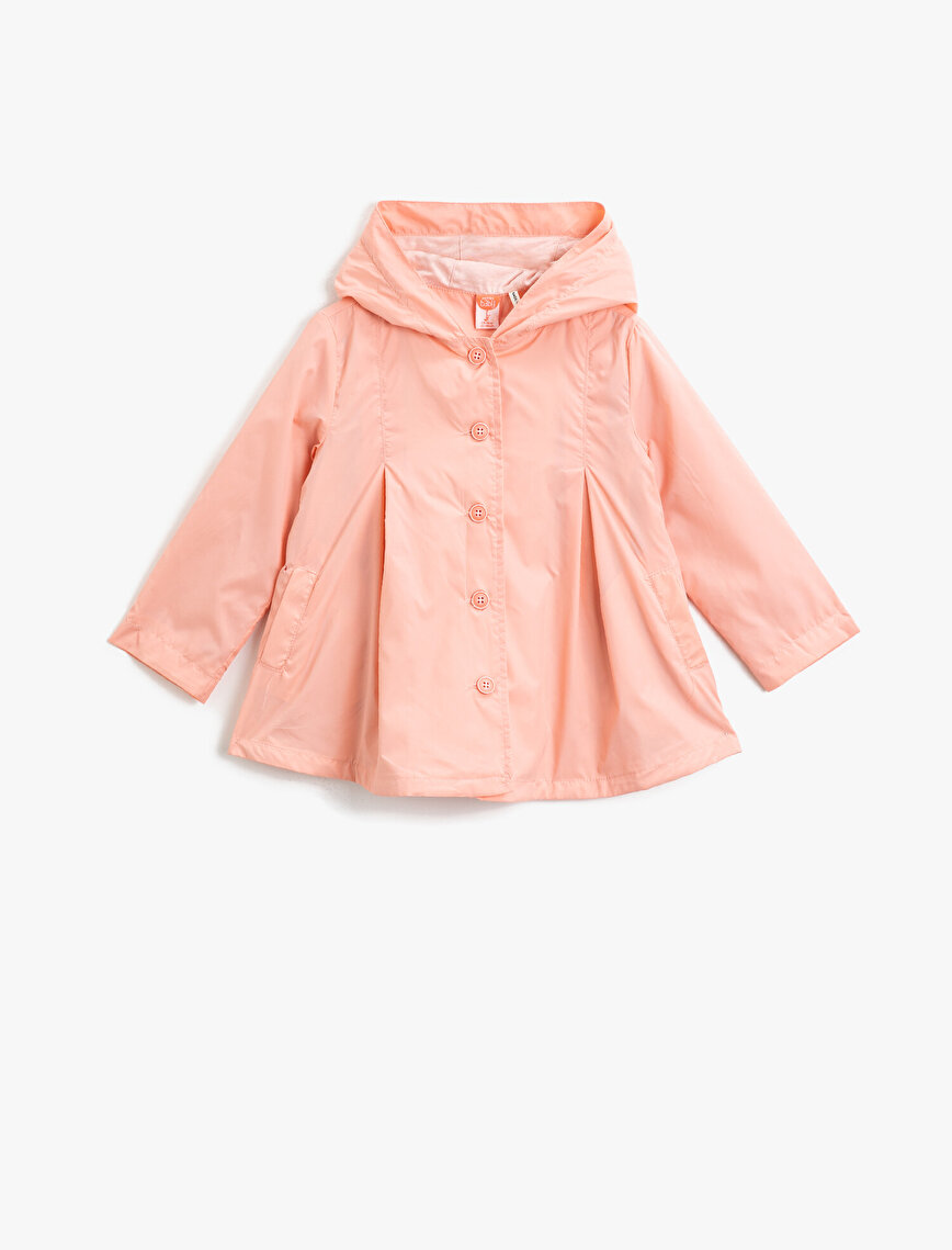 Hooded Button Detailed Pocket Jacket