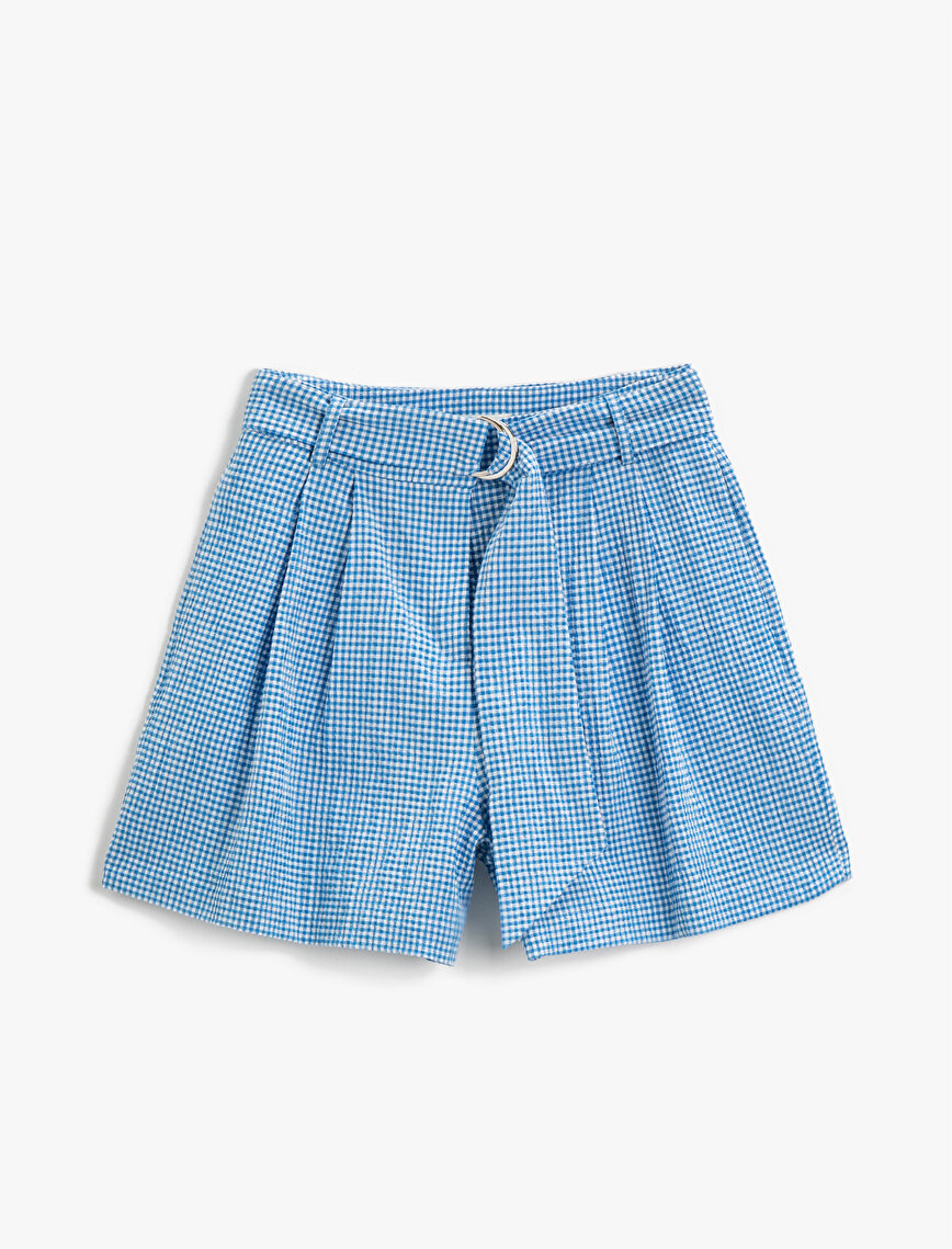Checked Shorts Belted Cotton