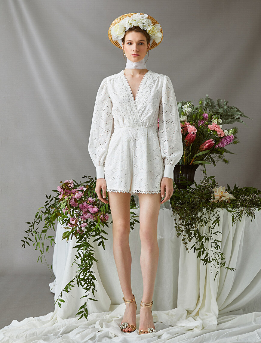 Zeynep Tosun for Koton Lace Jumpsuit Long Sleeve Cotton