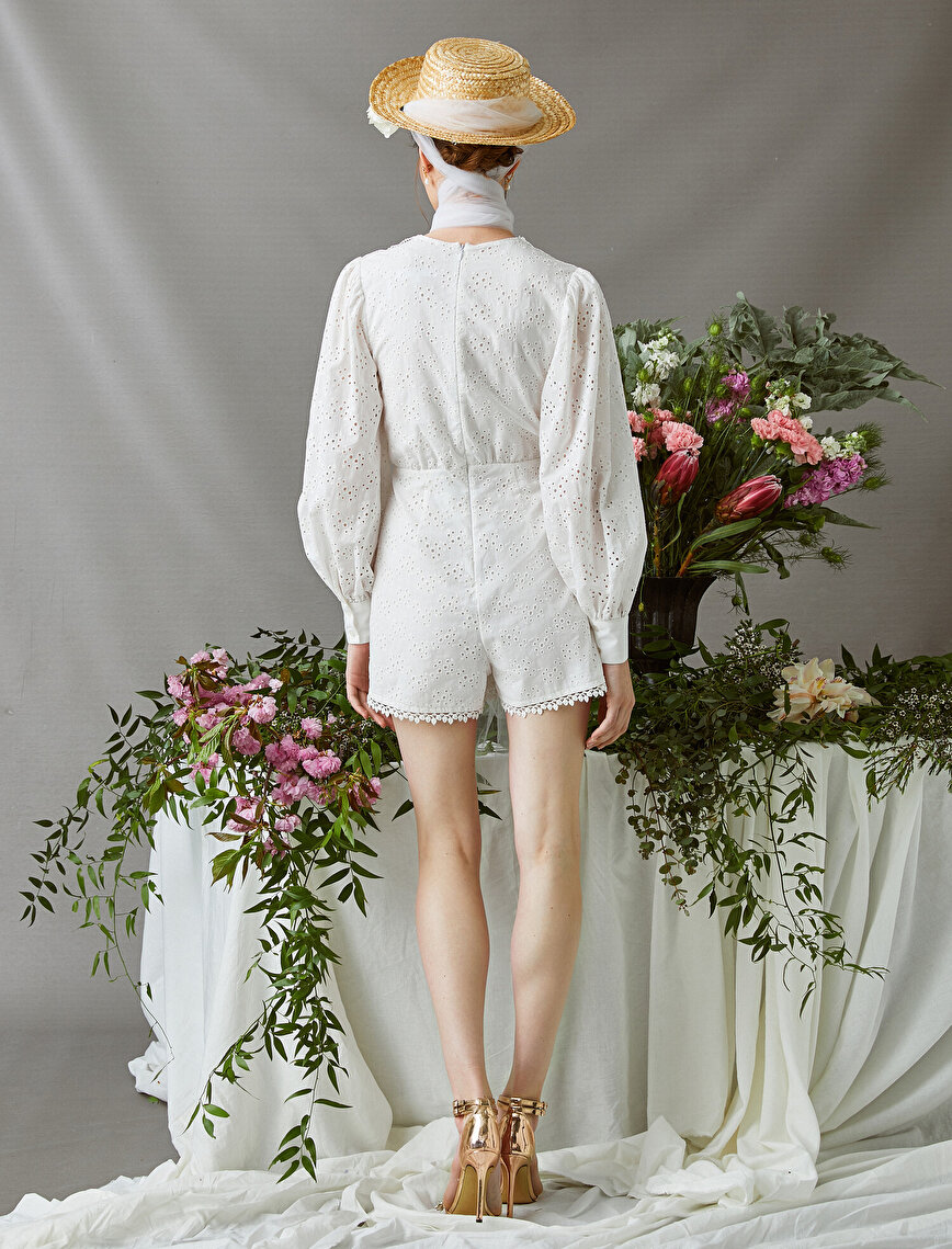 Zeynep Tosun for Koton Lace Jumpsuit Long Sleeve Cotton