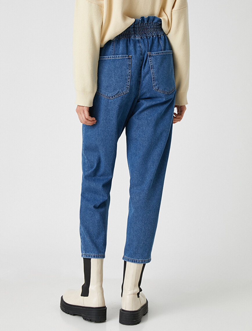 100% Cotton High Waist Drawstring Jeans