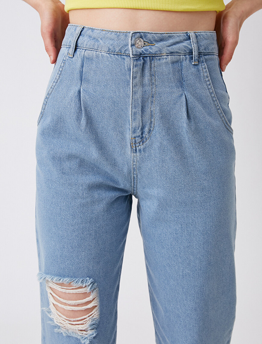 Slouchy Jean - Yüksek Bel Baldırı Bol Paçada Darlaşan Salaş Kesim Pantolon
