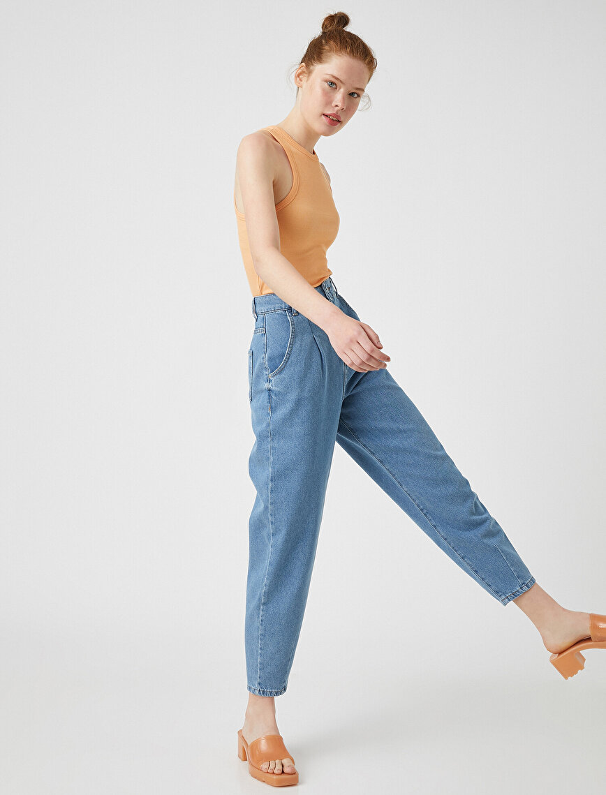 Slouchy Jean - Yüksek Bel Baldırı Bol Paçada Darlaşan Salaş Kesim Pantolon