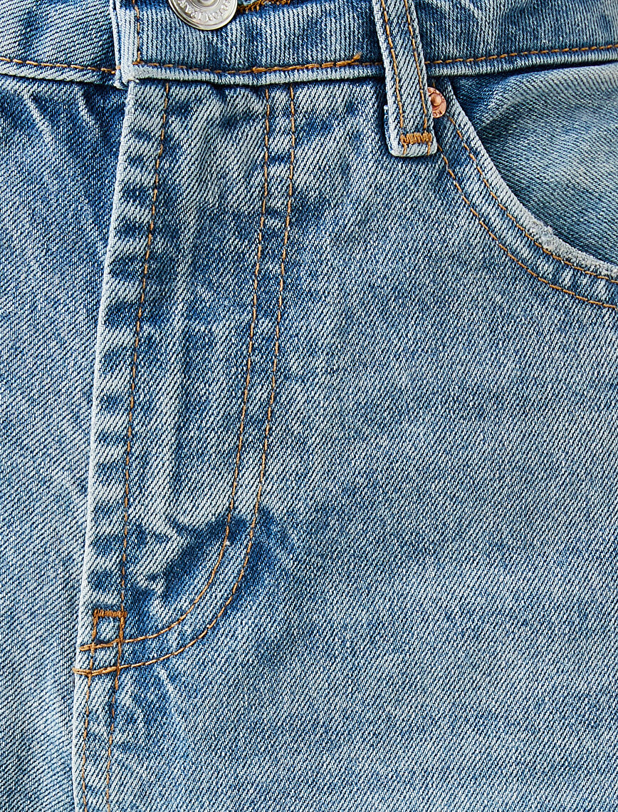 Yüksek Bel Yırtık Normal Kesim Düz Paça Kot Pantolon - Eve Jean