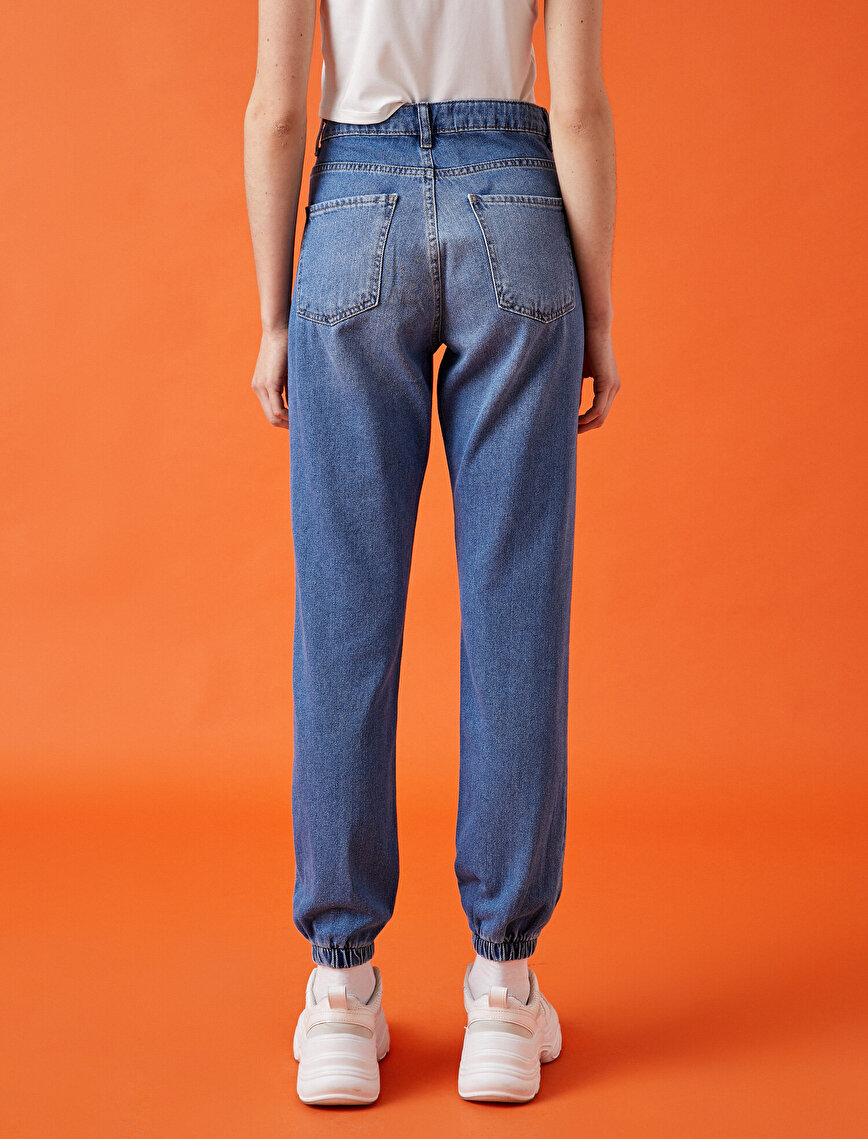 100% Cotton Button Detailed Jogger Jeans