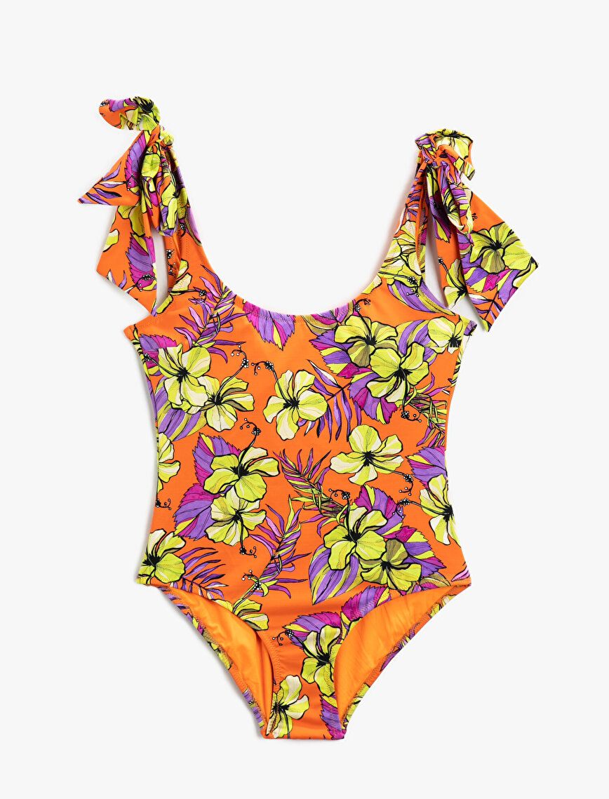 Floral Swimsuit Bow Detailed