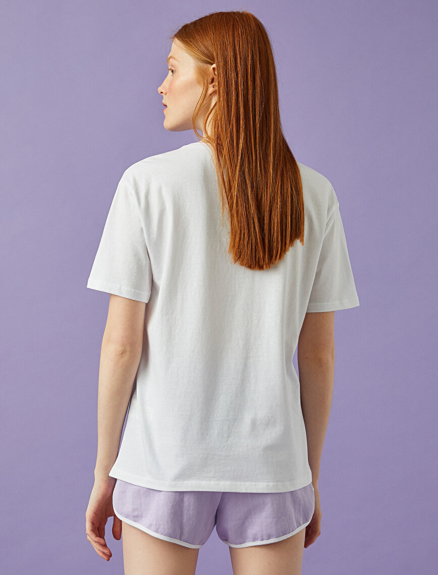 Printed T-Shirt Crew Neck  Short Sleeve Cotton