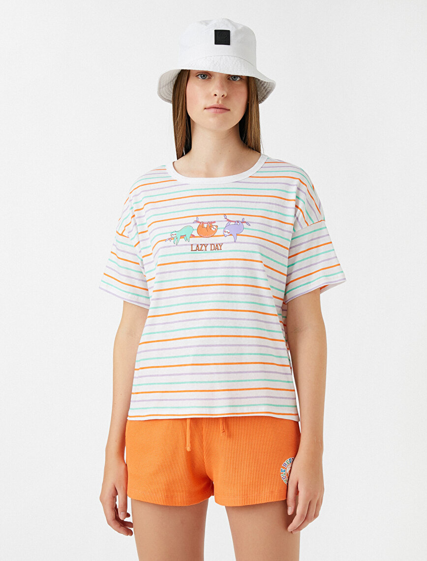 Striped T-Shirt Printed Cotton