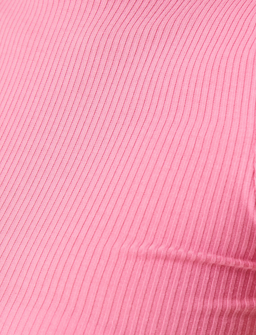Crew Neck T-Shirt Frill Detailed Ribbed