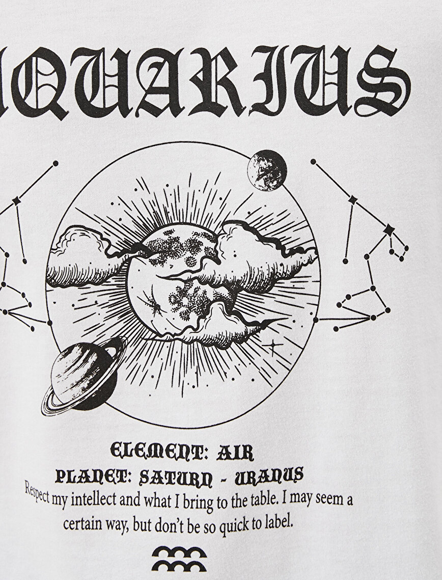 Aquarius - Letter Printed T-Shirt Cotton