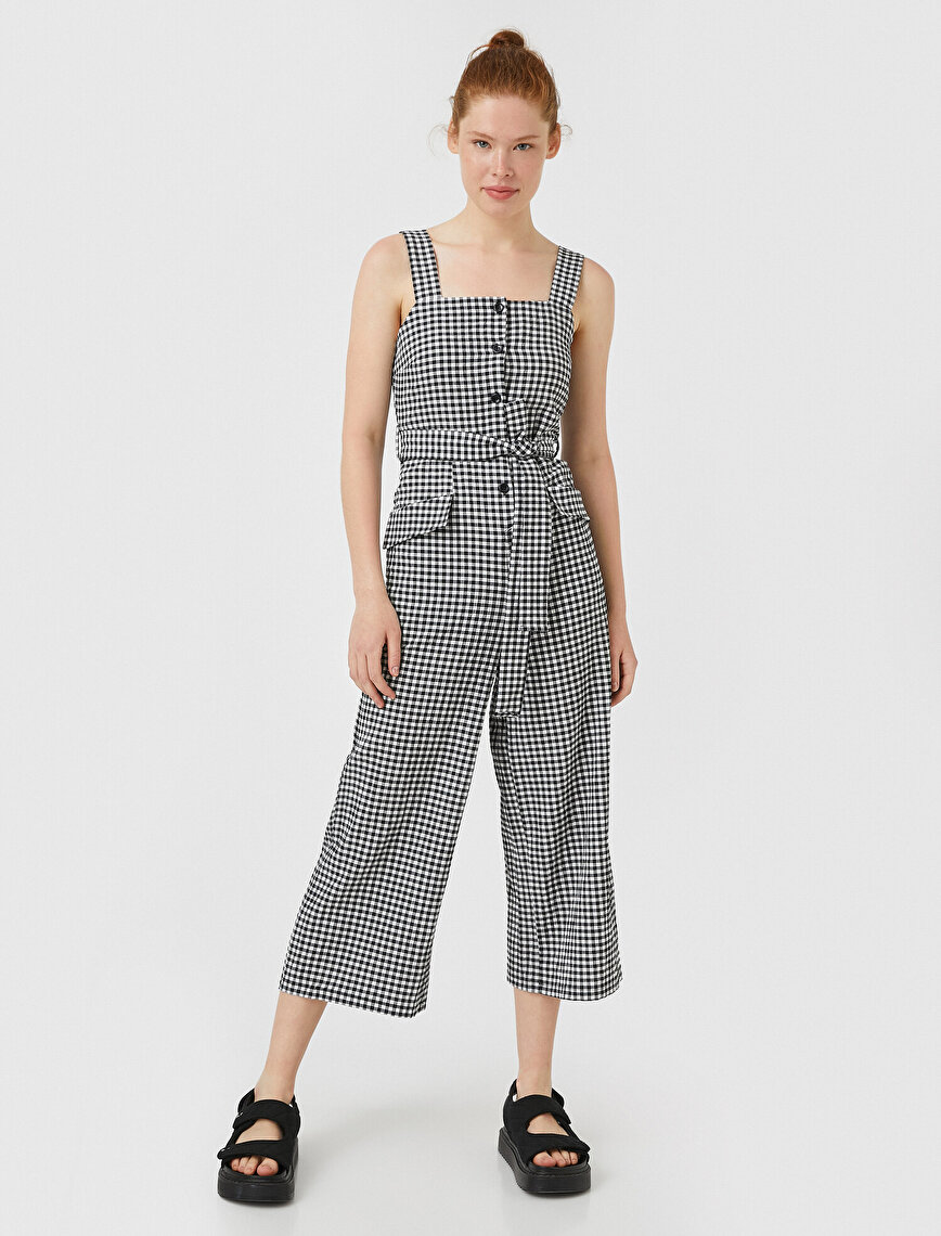 Checked Jumpsuit Belted