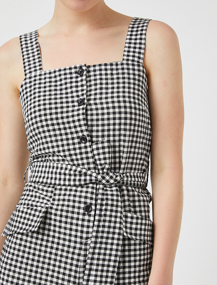 Checked Jumpsuit Belted