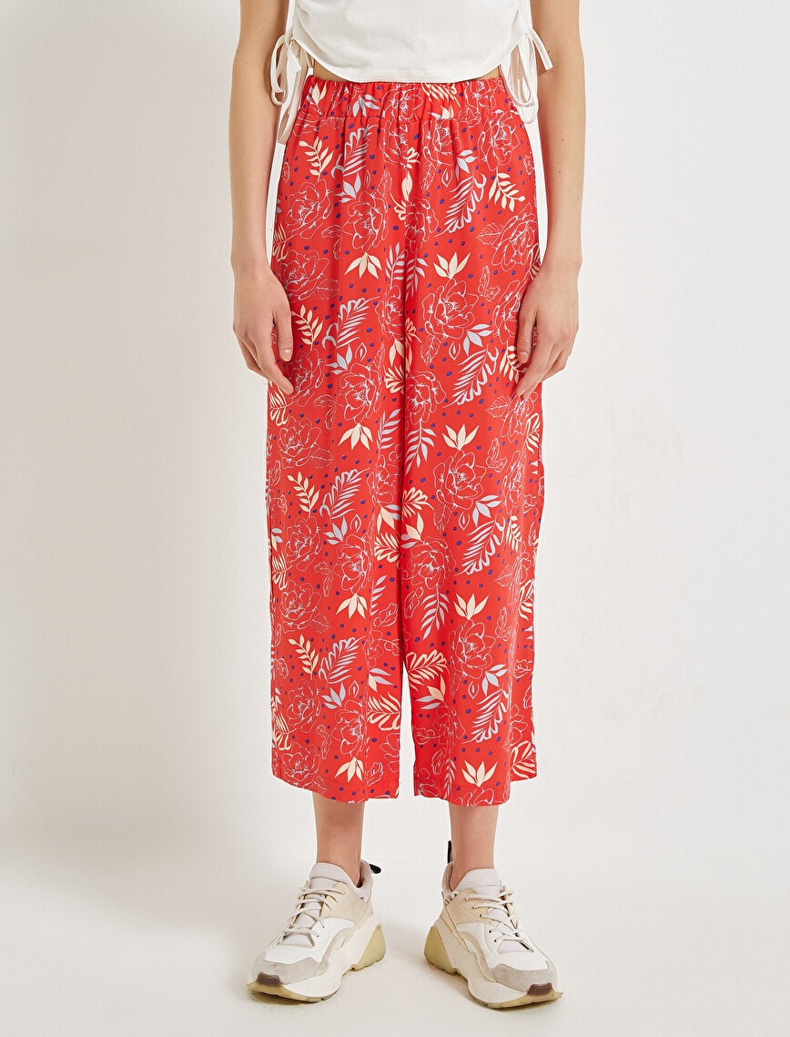 Floral Trousers Wide Leg