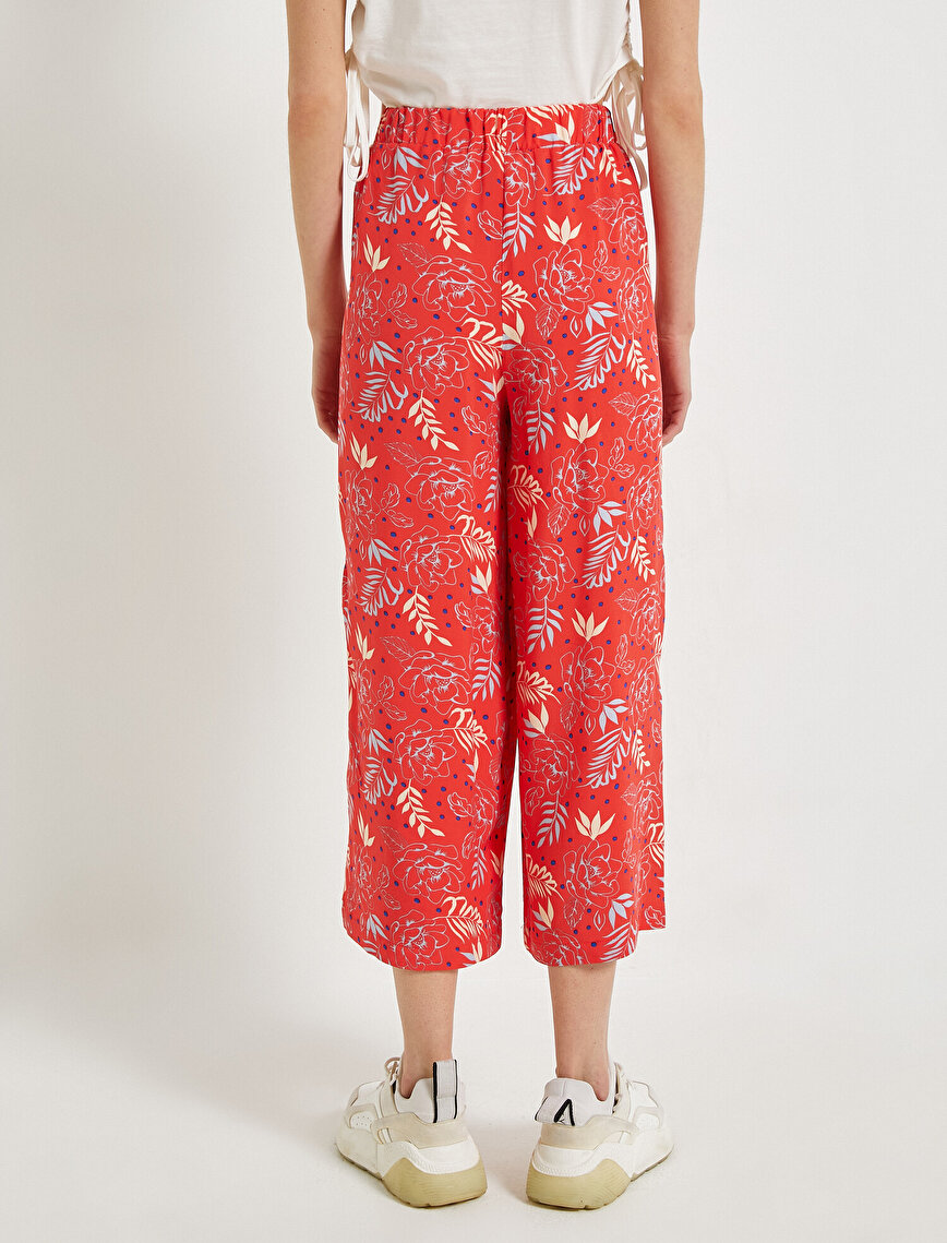 Floral Trousers Wide Leg
