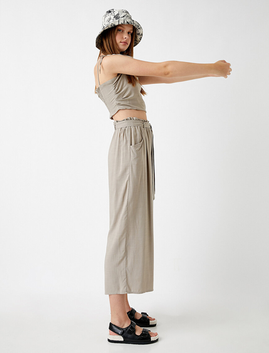 Wide Leg Trousers Belted