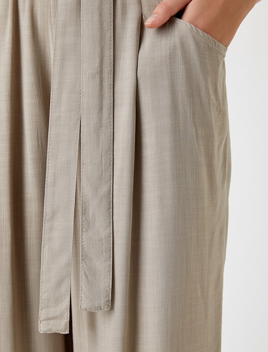 Wide Leg Trousers Belted