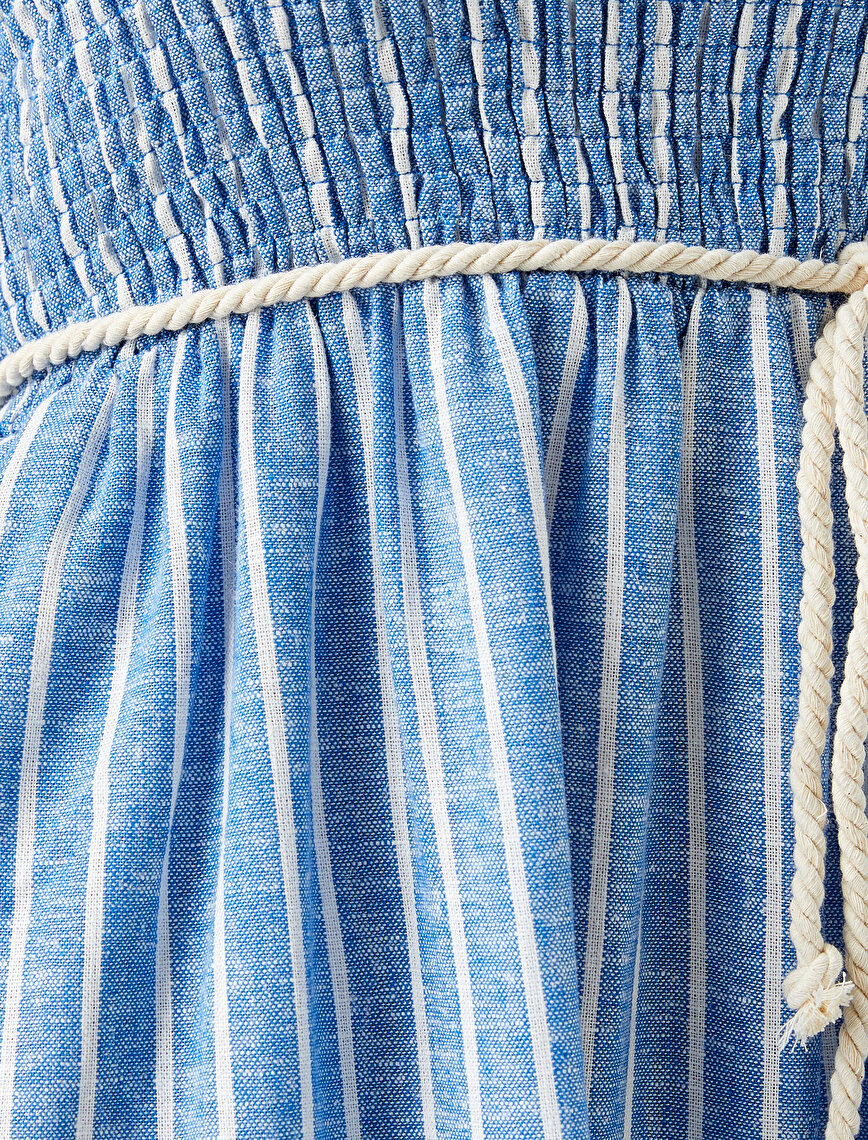 Linen Dress Striped Belted