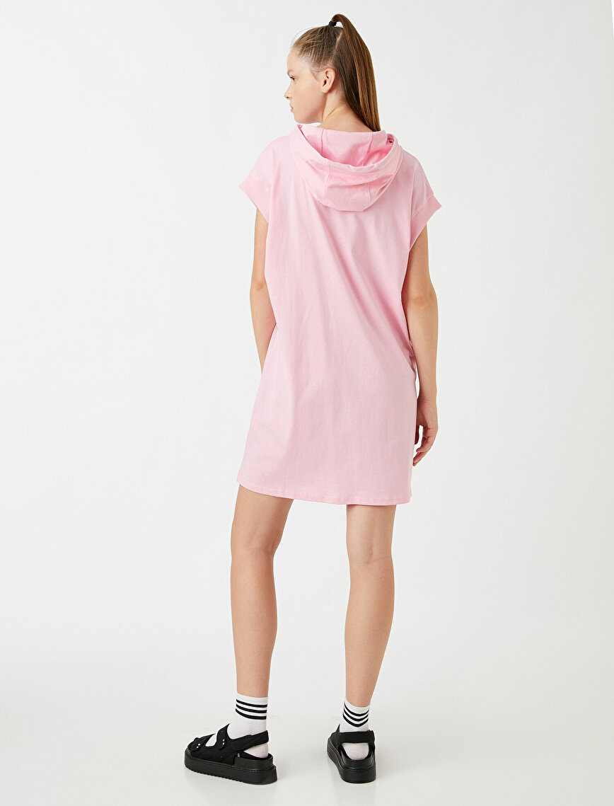 Hooded Sleeveless Dress Printed