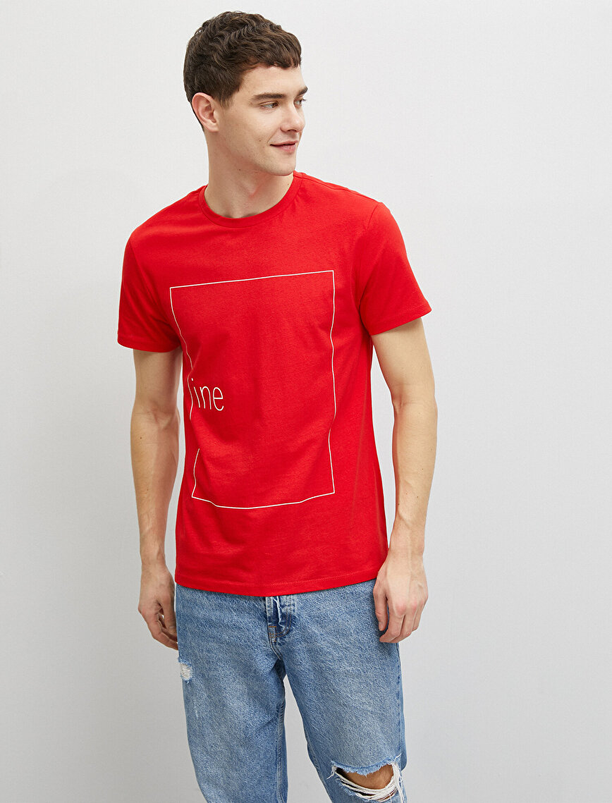 Cotton Crew Neck Letter Printed Short Sleeve T-Shirt