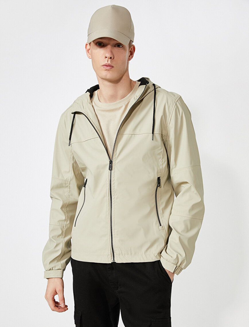 Hooded Raincoat Zipp Pocket